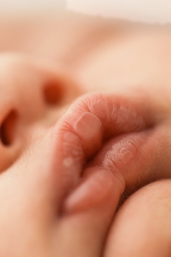 Extreme close-up of a newborn's lips